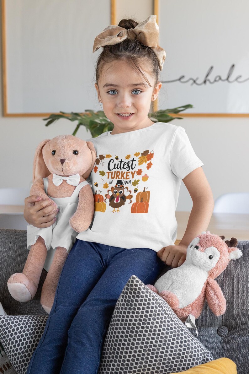 Cutest Turkey in Town Adorable Thanksgiving Kids Shirt, Toddler Tee