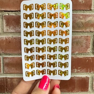 Mini Bows Holographic Vinyl Polco Deco Junk Journal Sticker Sheet
