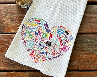 NKOTB Graffiti Heart 80s Blockhead Memories Kitchen Tea Towel