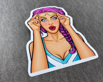 Pop Art Retro Sexy Woman Sunglasses Sticker