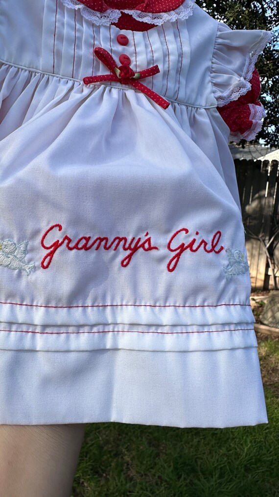Vintage Valentines Grannys Girl Embroidered Pinaf… - image 2