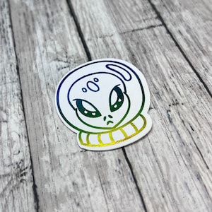 Alien Space Astronaut Holographischer, metallischer Folien-Aufkleber