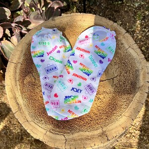 NKOTB Ruffle Ankle Socks 80s Retro Mixtape Cute Hearts with Names image 5