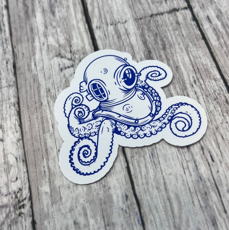 Steampunk Octopus Nautical Copper Helmet Diver Sticker - Etsy