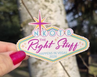 NKOTB The Right Stuff Happens In Vegas 2026 Blockhead Sticker Pink Teal