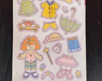 Vintage Gibson Paper Doll Dress Up Ballerina Cling Sticker Sheet