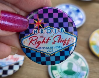 NKOTB Blockhead Button Pin Las Vegas The Right Stuff 2026 Holographic Retro