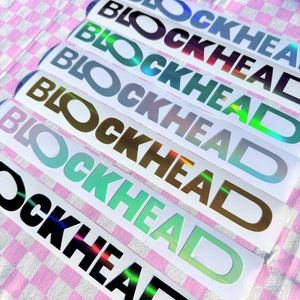 NKOTB Blockhead Holographic, Solid or Glitter Colors Vinyl Sticker Car Decal image 3