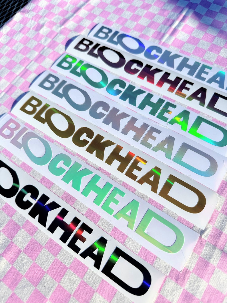 NKOTB Blockhead Holographic, Solid or Glitter Colors Vinyl Sticker Car Decal image 3