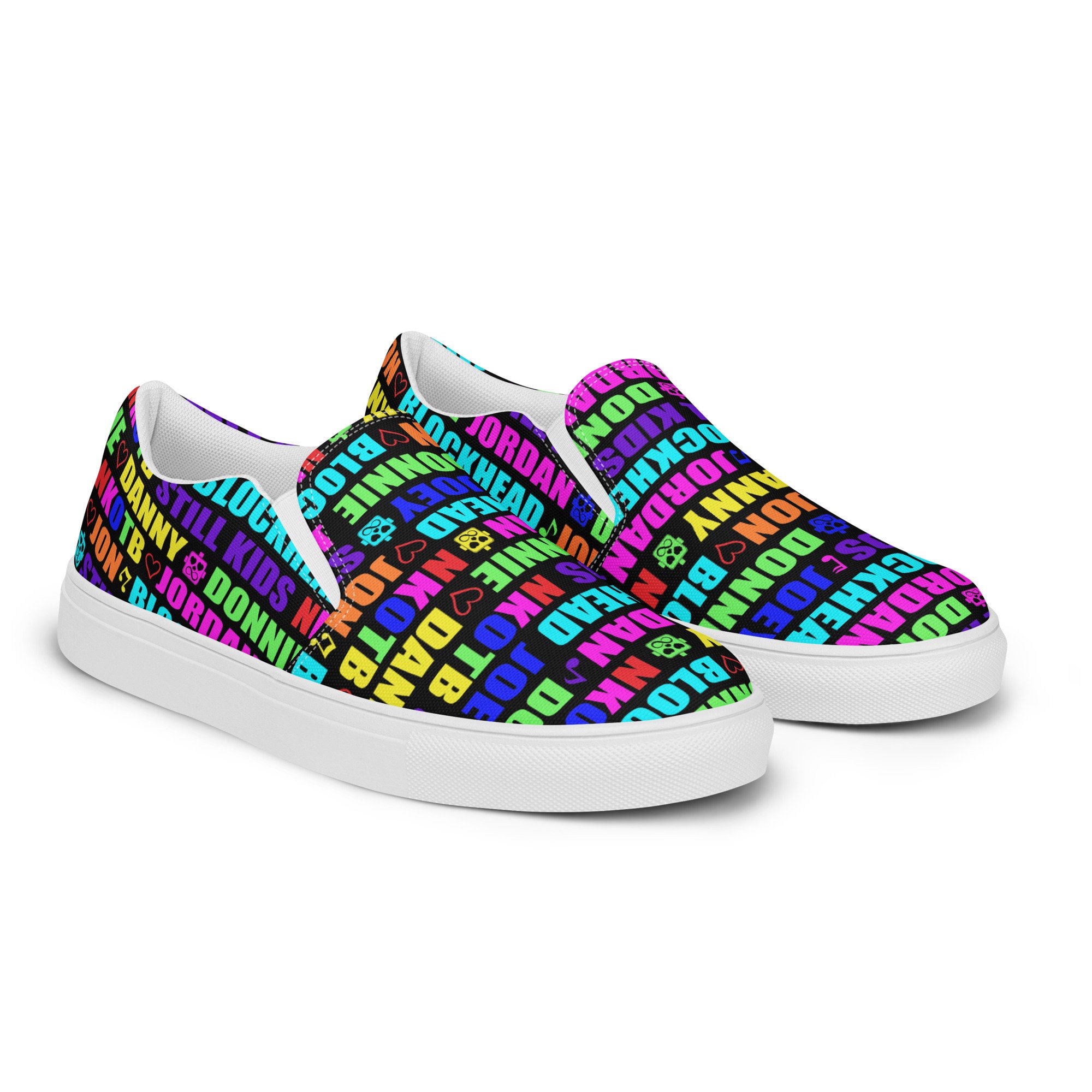 NKOTB Neon Text Still Kids Blockhead Black Slip on Shoes - Etsy