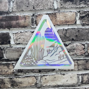 Arizona Desert Cactus Scene Triangle Holographic Decal Sticker Car or Laptop