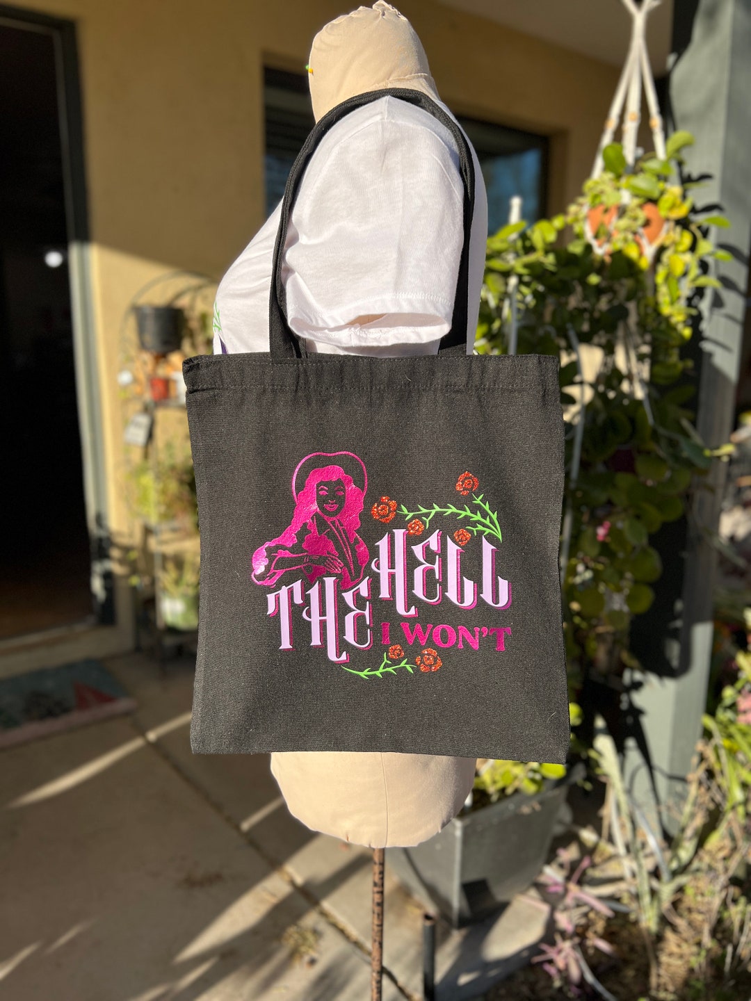 The Hell I Wont Western Cowgirl Metallic Tote Bag - Etsy