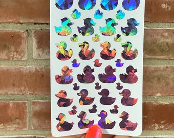 Mini Ducks Holographic Vinyl Sticker Sheet