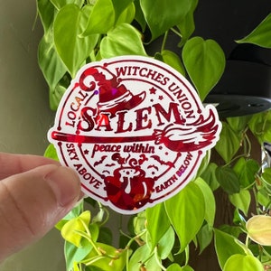 Autocollant holographique en aluminium pour Halloween de l'Union des sorcières de Salem