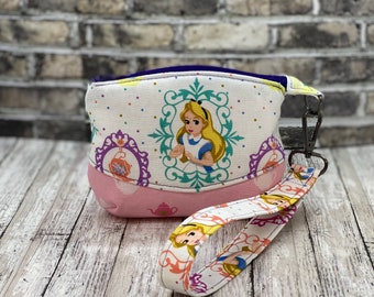 Alice In Wonderland Mini Wristlet Pouch