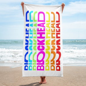 Blockhead New Kids On The Block NKOTB Neon Stacked Text Beach Towel