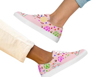 NKOTB blockhead Poker 2026 The Right Stuff Las Vegas Lace-up Pink Canvas Shoes