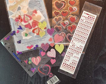 Junk Journal Hearts Rub Ons and Sticker Sheets