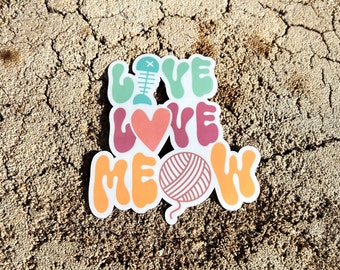 Live Love Meow Cat Lover Pastel Sticker