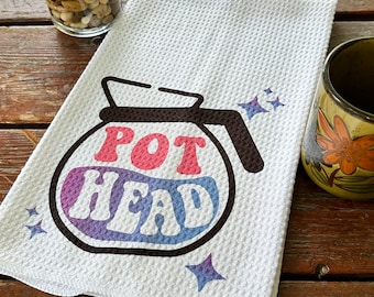 Pot Head Coffee Lover Kitchen Tea Towel