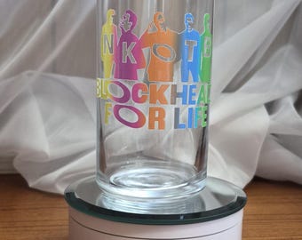 NKOTB Blockhead 4 Life Rainbow UV DTF Libbey Can Glass Sticker Transfer