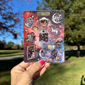 Stargazer Lost In Space Astronaut Galaxy Sticker Bogen