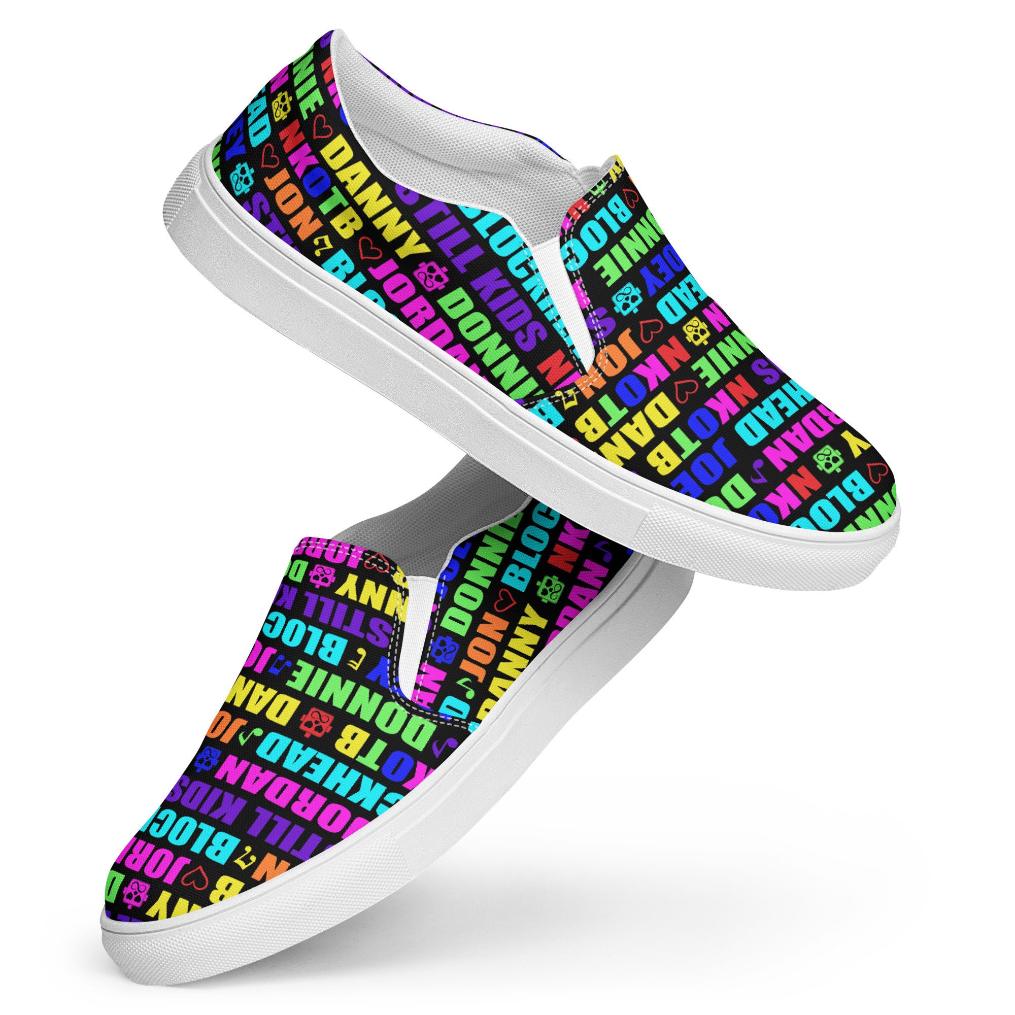 NKOTB Neon Text Still Kids Blockhead Black Slip on Shoes - Etsy