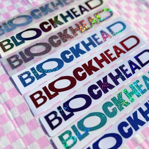 NKOTB Blockhead Holographic, Solid or Glitter Colors Vinyl Sticker Car Decal image 2