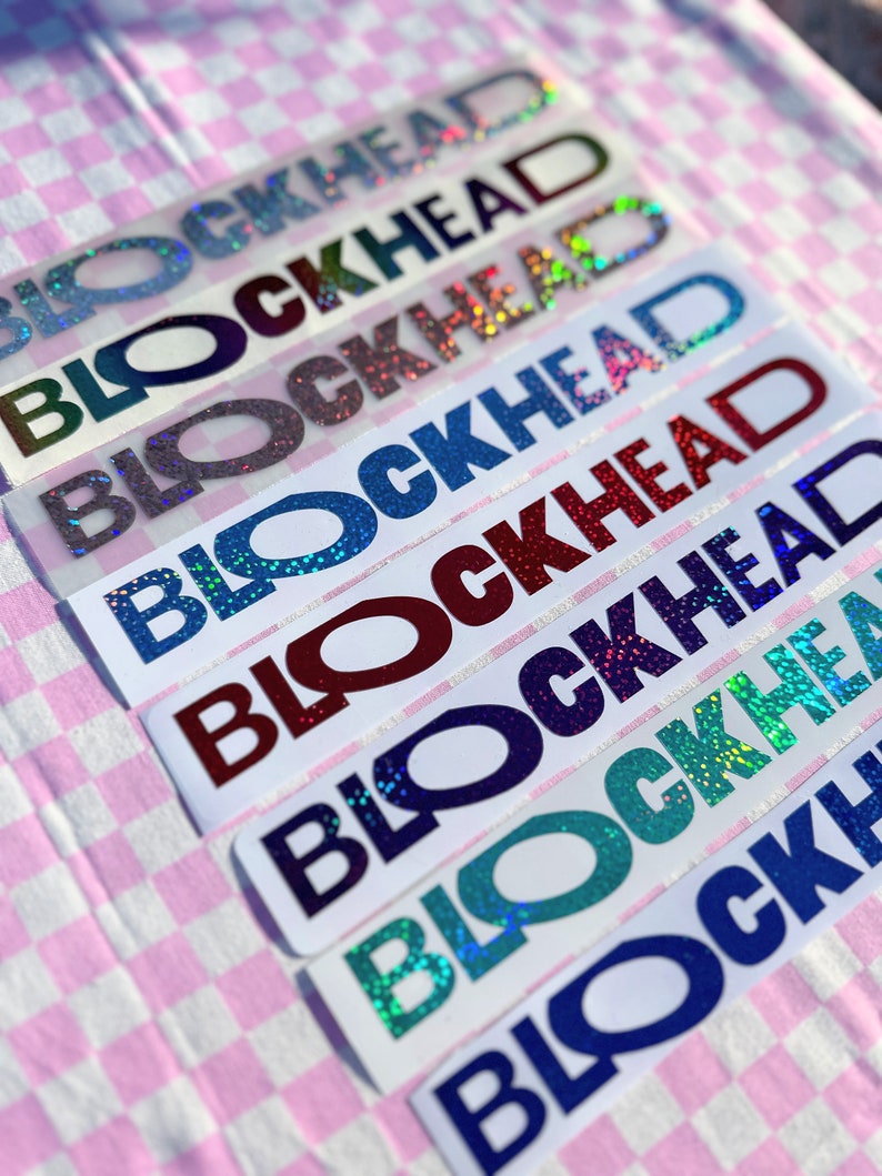 NKOTB Blockhead Holographic, Solid or Glitter Colors Vinyl Sticker Car Decal image 2