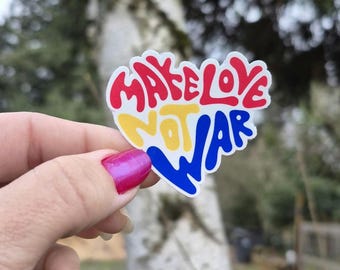 Make Love Not War Heart Retro Typography Sticker
