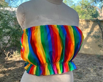 Rainbow Bright Summer Tube Top Sz M/L