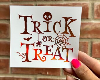 Trick Or Treat Halloween Vinyl Sticker No Carve Pumpkin Window Decal