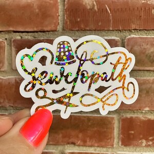 Sticker couturière couture holographique Sewciopath