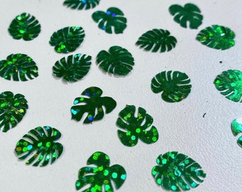 Monstera Deliciosa Leaf Holographic Metallic Party Foil Confetti