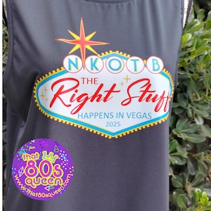 Transferencia de camiseta termoadhesiva "The Right Stuff Happens In Vegas" de NKOTB.