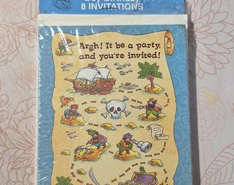 Vintage Pirate Kids Birthday Party Invitations Retro
