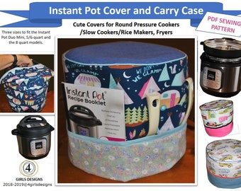 NEW DIY Instant Pot Pressure Cooker Cover and Carry Case PDF Sewing Pattern. Four Sizes of Duos: Mini, 5/6, and 8 Quart Sizes