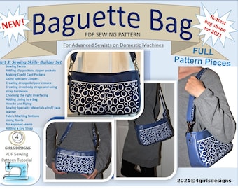 Instant Download Betty Baguette Bag PDF Sewing Pattern with Full Tutorial, Baguette Bag, Handmade Sewing. Video Available. Original Pattern