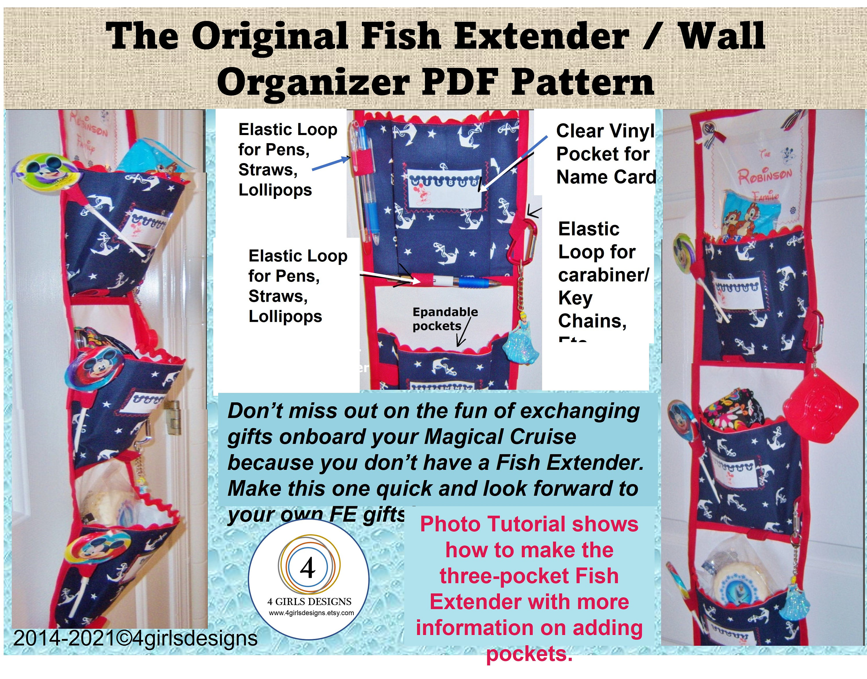 Magical Cruise Vacation Fish Extender or Wall Organizer for Exchanging  Gifts Onboard With Other Passengers. FE Sewing PDF 