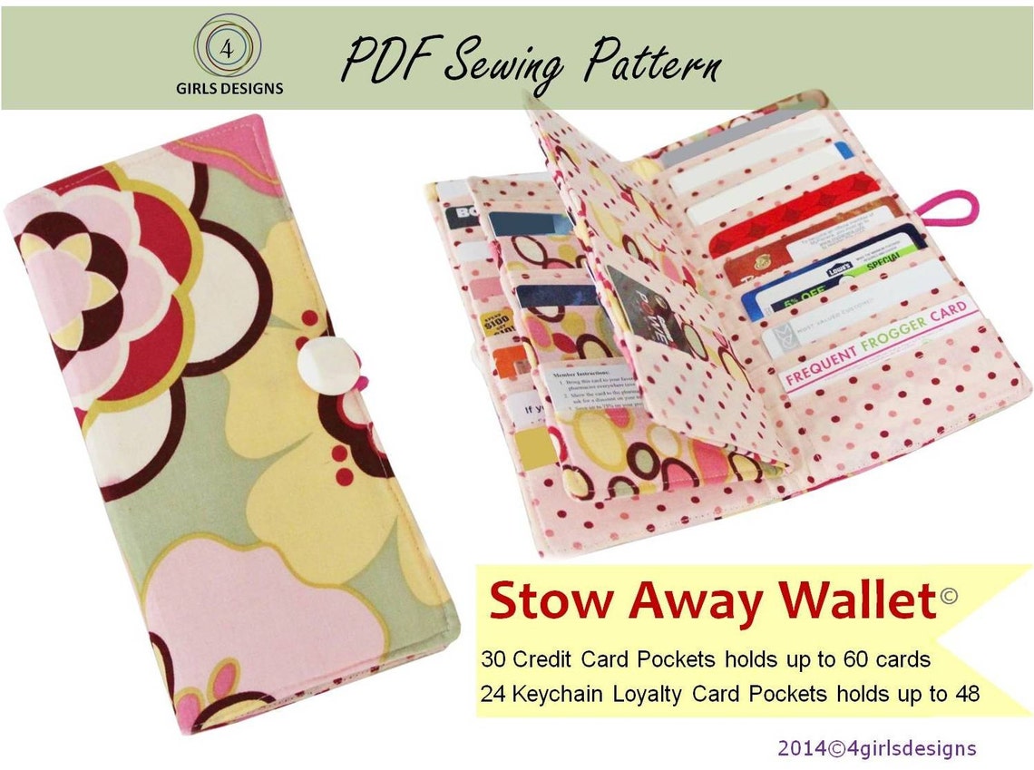 Stow Away Wallet Instant Download Sewing Pattern Credit Card - Etsy