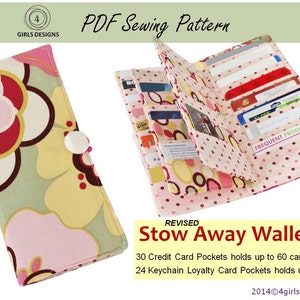 Instant Download Stow Away Wallet pattern: Credit Card Organizer-holds up to 60 Credit Cards and 48 Loyalty Cards