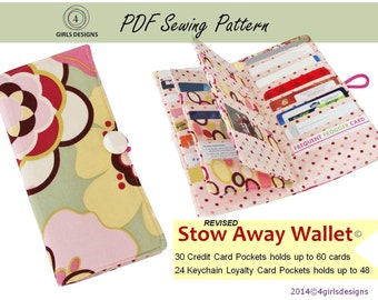 Instant Download Stow Away Wallet pattern: Credit Card Organizer-holds up to 60 Credit Cards and 48 Loyalty Cards