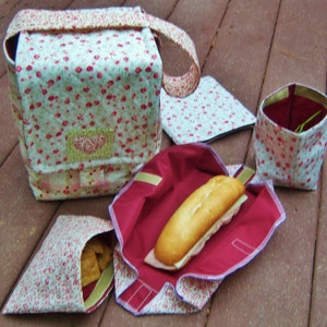 2019 Eco Friendly Picnic Lunch Set PDF Sewing Pattern. Instant Download. Lunch Bag. Sandwich Bag, Snack Bag. Fabric Napkin. Sandwich Wrap image 2