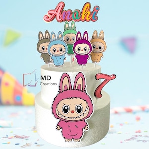 Labubu birthday cake topper- Labubu party supplies- Labubu birthday party supplies- Labubu birthday cake - Labubu  cupcake toppers