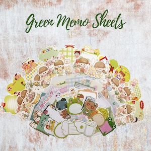 Green Kawaii Memos for Journals, Planners and Snail Mail