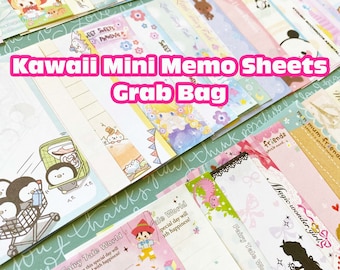 25 or 50 or 100 pcs Mixed Lot Mini Memo Sheets Stationery Kawaii Grab Bag