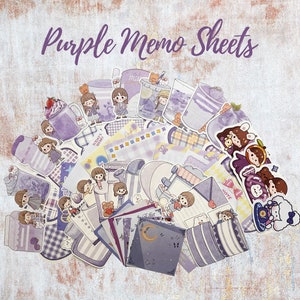 Purple Kawaii Memos for Journals, Planners and Snail Mail