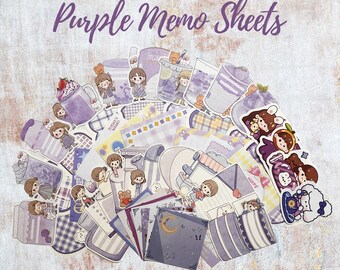 Purple Kawaii Memos for Journals, Planners and Snail Mail
