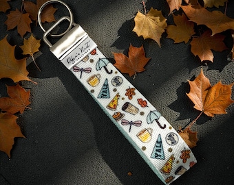 Handmade Fabric Wrist Key Fob | Gilmore Keychain for House, Car & Teacher Gifts | Custom Personalized Gift Key Ring | For Her