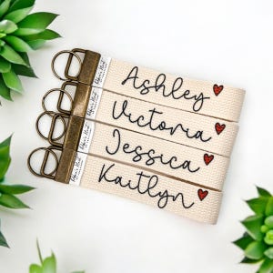 Regalo para mamá / Llavero de tela hecho a mano / Llavero con nombre personalizado para casa y coche / Regalo para ella / Llavero de regalo personalizado